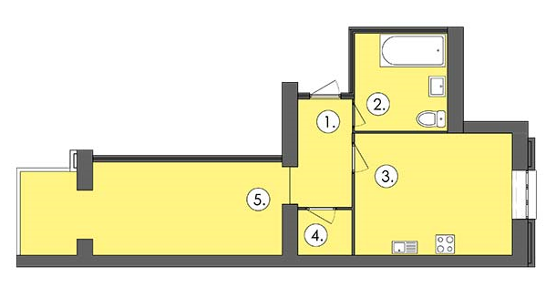 1-кімнатна 61.04 м² в ЖК Парус від 16 300 грн/м², м. Чорноморск