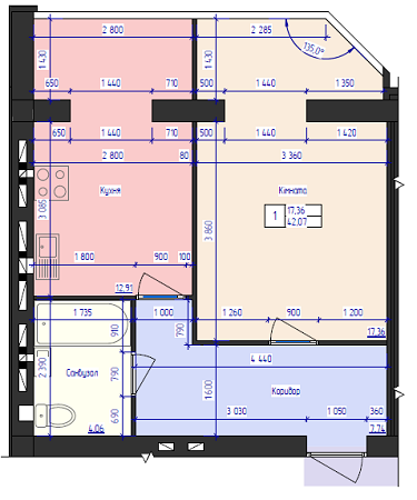 1-комнатная 42.07 м² в ЖК Одесская Чайка (Сахарова) от 13 390 грн/м², с. Крыжановка