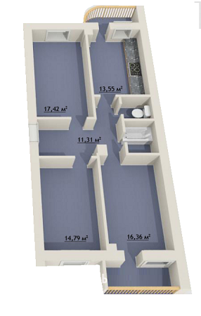 3-комнатная 82 м² в ЖК Успех от застройщика, Одесса