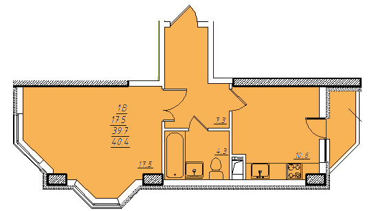 1-комнатная 40.4 м² в ЖК Романовский от застройщика, Одесса