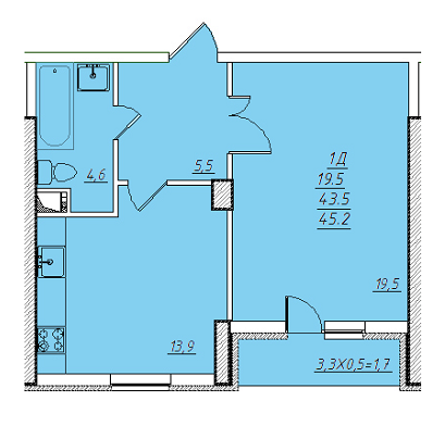 1-комнатная 45.2 м² в ЖК Романовский от застройщика, Одесса