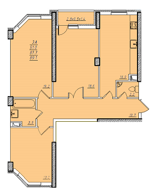 3-комнатная 89.1 м² в ЖК Романовский от застройщика, Одесса