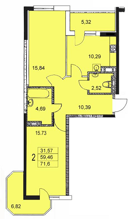 2-кімнатна 71.6 м² в ЖК Вільямса від 14 500 грн/м², Одеса