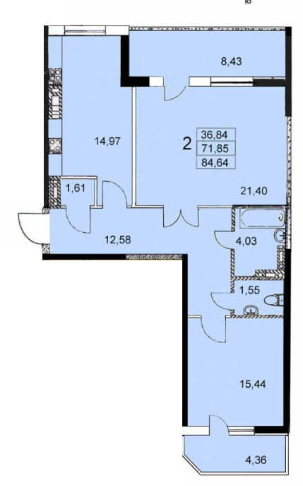 2-комнатная 84.64 м² в ЖК Вильямса от 15 500 грн/м², Одесса