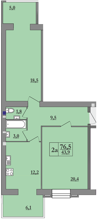 2-кімнатна 76.5 м² в ЖК Атлант від забудовника, Дніпро