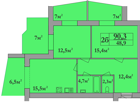 2-кімнатна 90.3 м² в ЖК Атлант від забудовника, Дніпро