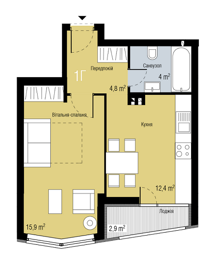 1-кімнатна 38.6 м² в ЖК PARKTOWN від 17 000 грн/м², смт Гостомель