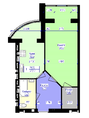 1-комнатная 47.42 м² в ЖК Лазурный от 12 500 грн/м², Харьков