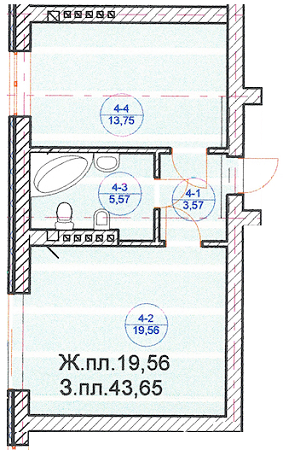 1-кімнатна 43.65 м² в ЖК Княжий від забудовника, Вінниця