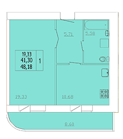 1-комнатная 48.18 м² в ЖК на ул. Степана Тимошенко (Якира), 7А от 12 500 грн/м², Винница