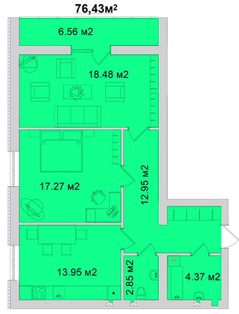 2-кімнатна 76.43 м² в ЖМ Веселка від 11 800 грн/м², Вінниця