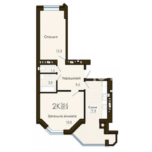 2-комнатная 68.4 м² в ЖК София Резиденс от 20 100 грн/м², с. Софиевская Борщаговка