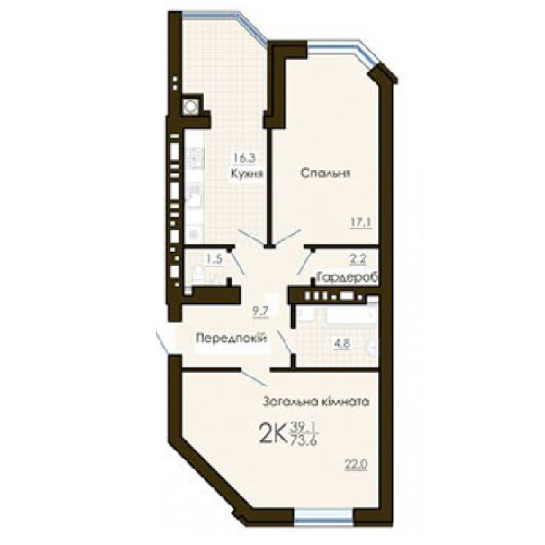 2-комнатная 73.6 м² в ЖК София Резиденс от 20 100 грн/м², с. Софиевская Борщаговка