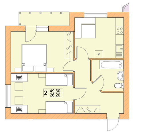 2-кімнатна 49.6 м² в ЖК Ваша квартира від 18 500 грн/м², с. Гатне