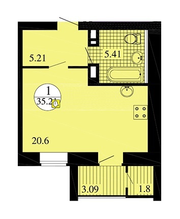 1-кімнатна 35.21 м² в ЖК Містечко від 14 000 грн/м², с. Софіївська Борщагівка