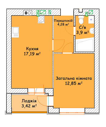 1-кімнатна 39.92 м² в ЖК Status від 14 400 грн/м², м. Ірпінь