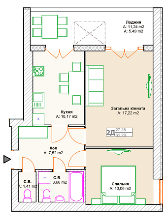 2-комнатная 61.28 м² в ЖК на ул. Довженко (Гайдара) от 13 900 грн/м², г. Ирпень