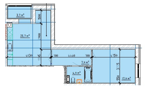 1-комнатная 60.29 м² в ЖК Дом на Титова от 16 000 грн/м², Днепр