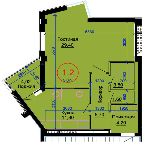 1-комнатная 1 м² в КД Артемовский от 29 030 грн/м², Днепр