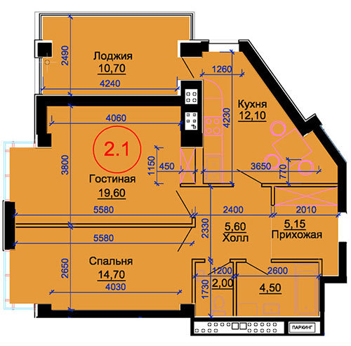 2-комнатная 1 м² в КД Артемовский от 29 030 грн/м², Днепр