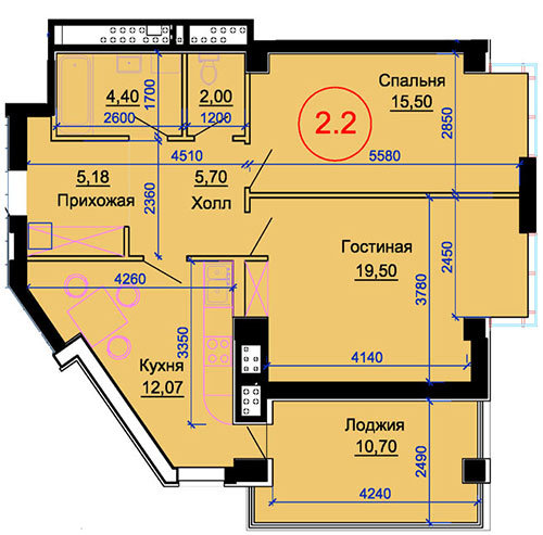 2-комнатная 1 м² в КД Артемовский от 29 030 грн/м², Днепр