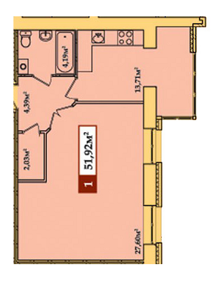 1-кімнатна 51.92 м² в ЖК Прем'єр від 10 000 грн/м², м. Кам`янець-Подільський