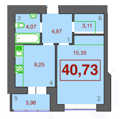 1-комнатная 40.73 м² в ЖК Левада Демьянов Лаз от 10 500 грн/м², Ивано-Франковск