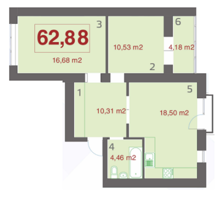 2-комнатная 62.88 м² в ЖК Левада Демьянов Лаз от 10 500 грн/м², Ивано-Франковск