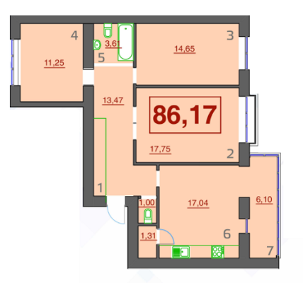 3-комнатная 86.17 м² в ЖК Левада Демьянов Лаз от 9 700 грн/м², Ивано-Франковск