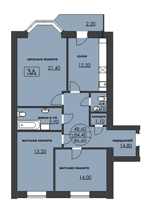 3-кімнатна 86.6 м² в ЖК Нова оселя плюс від 8 370 грн/м², м. Надвірна