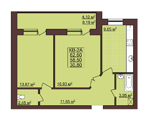 2-кімнатна 62.6 м² в ЖК Весняний від забудовника, Івано-Франківськ