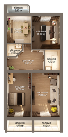 3-кімнатна 94.8 м² в ЖК Затишний від забудовника, Миколаїв