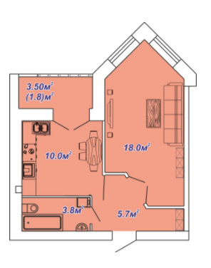 1-комнатная 39.3 м² в ЖК Яровиця Парк от застройщика, г. Владимир-Волынский