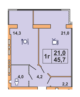 1-комнатная 45.7 м² в ЖК Сімейний от застройщика, Черкассы