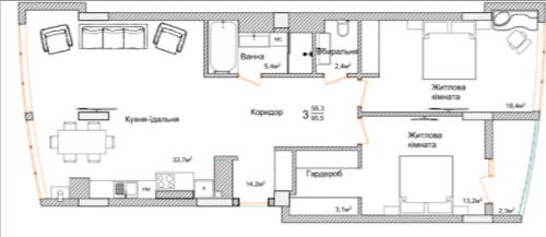 3-комнатная 95.5 м² в ЖК Маєток Буковинський от застройщика, Черновцы