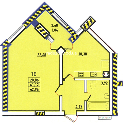 1-кімнатна 42.96 м² в ЖК Райдужний від 14 410 грн/м², Одеса