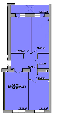 3-комнатная 91.52 м² в ЖК на вул. Яреми, 8 от застройщика, Тернополь