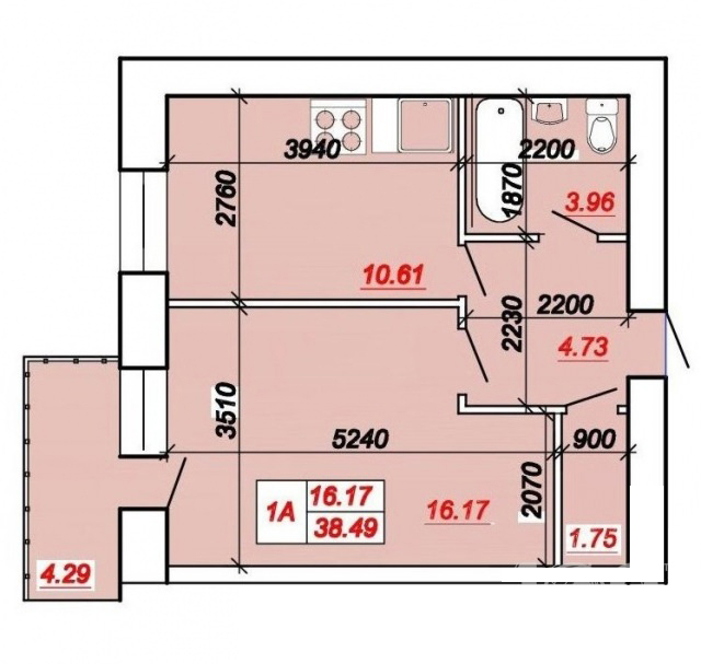 1-комнатная 38.49 м² в ЖК на вул. Яреми от застройщика, Тернополь