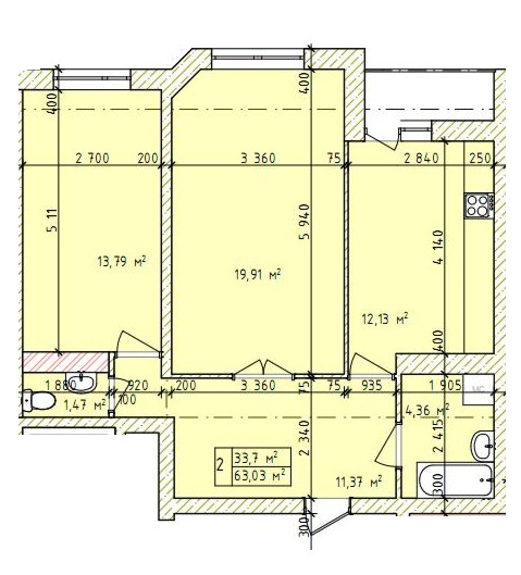 2-кімнатна 63.03 м² в ЖК на вул. Овочева від 11 000 грн/м², Тернопіль