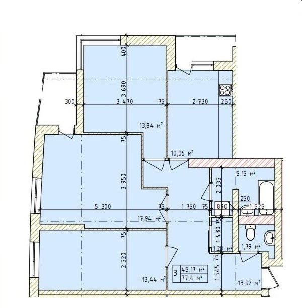 3-кімнатна 77.4 м² в ЖК на вул. Овочева від 11 000 грн/м², Тернопіль