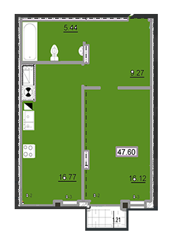 1-комнатная 47.6 м² в ЖК Shuttle от 14 400 грн/м², г. Дубляны