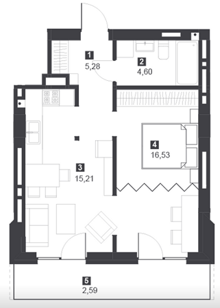 1-кімнатна 44.21 м² в ЖК Панорамний будинок від 18 000 грн/м², Львів