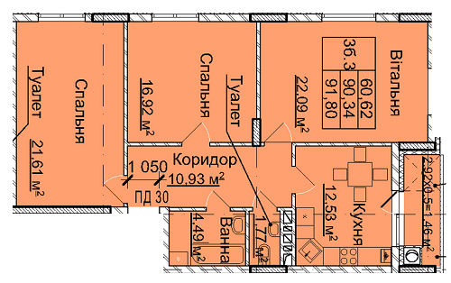 3-кімнатна 91.8 м² в ЖК на вул. Сахарова / вул. Бойківська від 21 070 грн/м², Львів