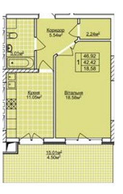 1-комнатная 46.92 м² в ЖК Софиевка от застройщика, Львов