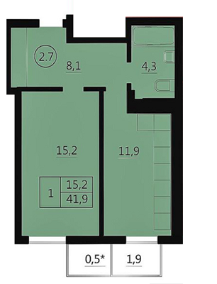 1-кімнатна 41.9 м² в ЖК Львівський від забудовника, м. Стрий