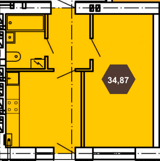 1-кімнатна 34.87 м² в ЖК Будова Медова від 12 500 грн/м², м. Трускавець