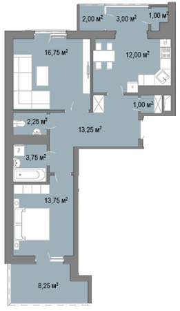 2-комнатная 69.22 м² в ЖК Тракт от застройщика, Львов