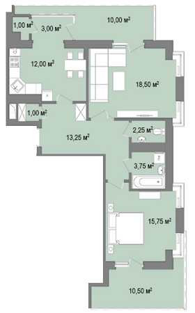 2-комнатная 75.05 м² в ЖК Тракт от застройщика, Львов