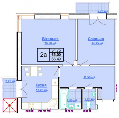 2-кімнатна 66.49 м² в КБ Довбуш від 22 600 грн/м², м. Трускавець