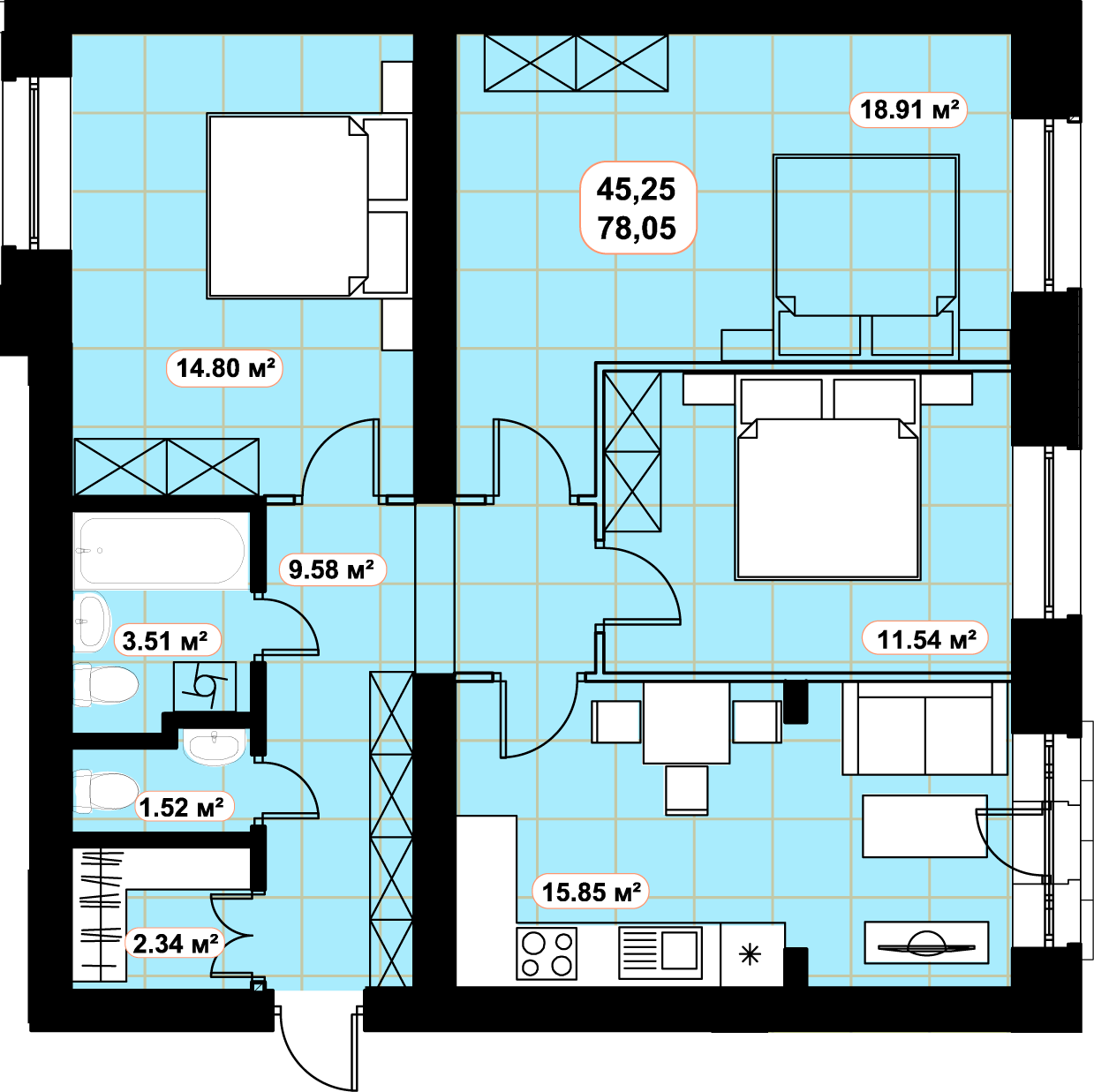 3-комнатная 78.05 м² в ЖК Баск&Вилль от 10 320 грн/м², г. Ирпень